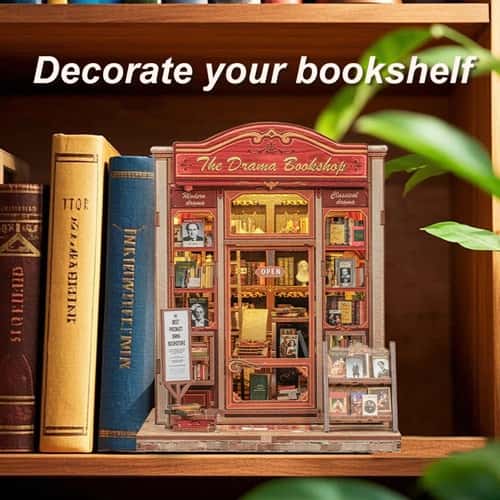 Book Nook The Drama Bookshop – Kit puzzle 3D in legno Cutebee
