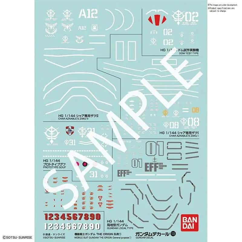 Gundam Decal 105 The Origin 1 – Decalcomanie ad acqua Bandai
